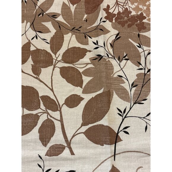 Vintage Floral Tablecloth 60x50" Taupe & Beige Leaf Print - Picture 2 of 4